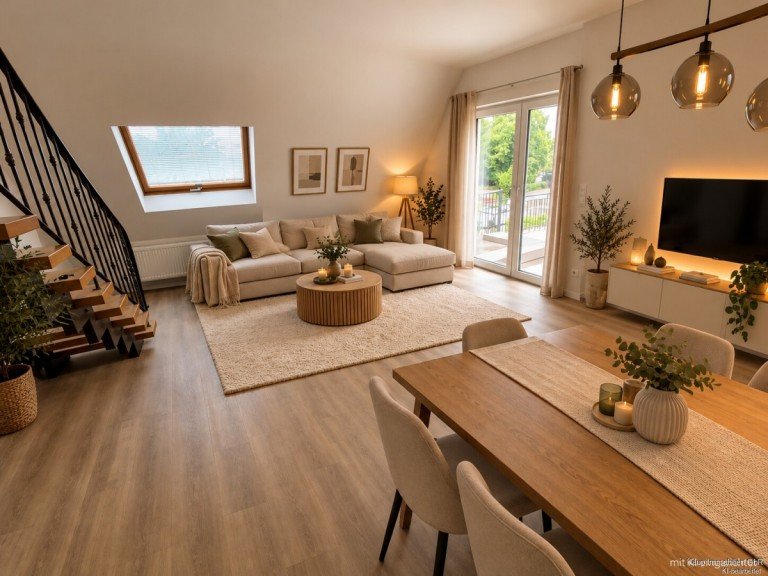 Wohnzimmer mit KI eingerichtet G�tersloh Etagenwohnung Top sanierte 4 ZKB-Maisonettewohnung mit Dachterrasse in GT-Pavenst�dt