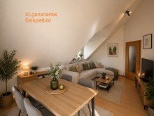 Wohnzimmer - KI-generiert - Balkon mit Blick in die freie Landschaft - Gem�tliche 2-ZKB-Dachgeschosswohnung in G�tersloh-Spexard