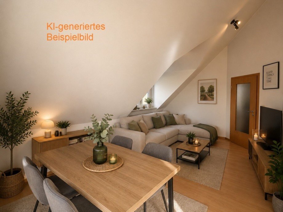 Wohnzimmer - KI-generiert - Dachgeschosswohnung G�tersloh