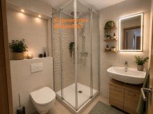 Duschbad - KI-generiert - Balkon mit Blick in die freie Landschaft - Gem�tliche 2-ZKB-Dachgeschosswohnung in G�tersloh-Spexard
